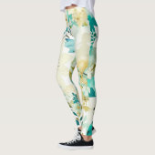  Folk Art White en Turquoise Flowers Leggings (Links)