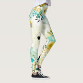  Folk Art White en Turquoise Flowers Leggings (Rechts)