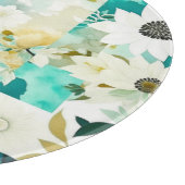  Folk Art White en Turquoise Flowers Snijplank (Hoek)