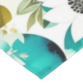 Folk Art White en Turquoise Flowers Tafelkleed (Gekanteld)