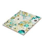  Folk Art White en Turquoise Flowers Tegeltje (Zijkant)