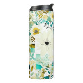  Folk Art White en Turquoise Flowers Thermosbeker (Gedraaid links)