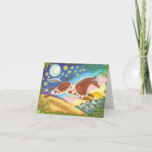 Folk Art WILD MUSTANG HORSE NOTE KAART Blank (Voorkant)