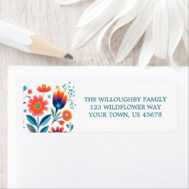 Folk Art Wildflower Retouradres Etiket