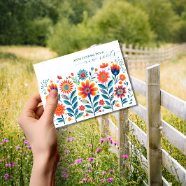 Folk Art Wildflower Verhuisaankondiging Briefkaart