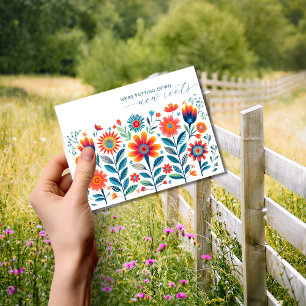 Folk Art Wildflower Verhuisaankondiging Briefkaart