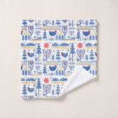 Folk Art Winter Bird Pattern Bad Handdoek (Wasdoekje)