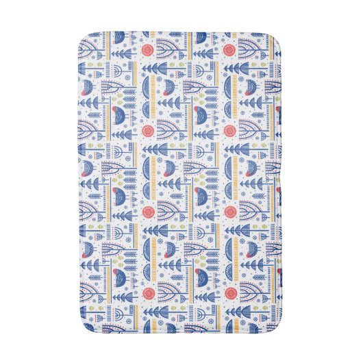 Folk Art Winter Bird Pattern Badmat (Voorkant Verticaal)