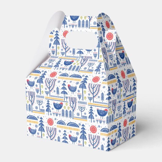 Folk Art Winter Bird Pattern Bedankdoosjes (Voorkant Zijde)
