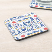 Folk Art Winter Bird Pattern Bier Onderzetter (Linkerzijde)