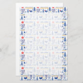 Folk Art Winter Bird Pattern Briefpapier (Voorkant / Achterkant)