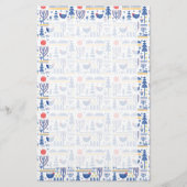 Folk Art Winter Bird Pattern Briefpapier (Voorkant)