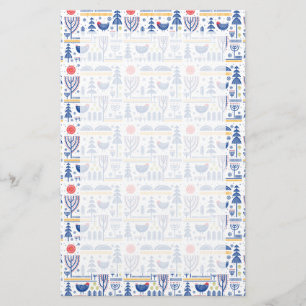 Folk Art Winter Bird Pattern Briefpapier