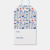 Folk Art Winter Bird Pattern Cadeaulabel (Voorkant)