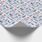 Folk Art Winter Bird Pattern Cadeaupapier (Hoek)