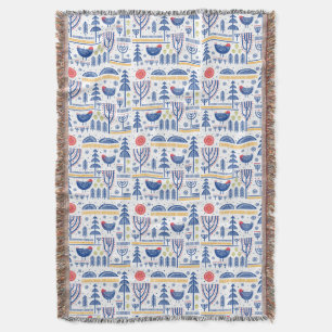 Folk Art Winter Bird Pattern Deken