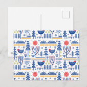 Folk Art Winter Bird Pattern Feestdagenkaart (Voorkant / Achterkant)