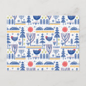 Folk Art Winter Bird Pattern Feestdagenkaart (Voorkant)