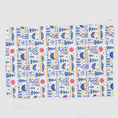 Folk Art Winter Bird Pattern Golfhanddoek (Horizontaal)