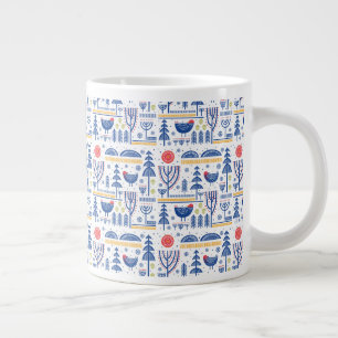 Folk Art Winter Bird Pattern Grote Koffiekop