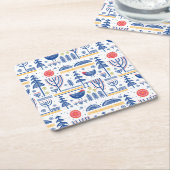 Folk Art Winter Bird Pattern Kartonnen Onderzetters (Schuin)