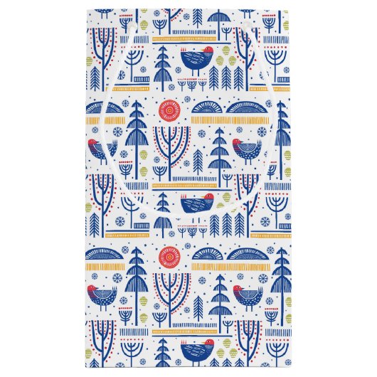 Folk Art Winter Bird Pattern Klein Cadeauzakje (Achterkant)