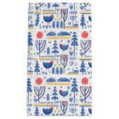 Folk Art Winter Bird Pattern Klein Cadeauzakje (Voorkant)