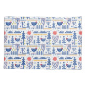 Folk Art Winter Bird Pattern Kussensloop (Achterkant-Links)