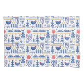 Folk Art Winter Bird Pattern Kussensloop (Voorkant-Links)