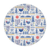 Folk Art Winter Bird Pattern Snijplank (Voorkant)