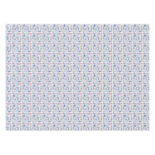 Folk Art Winter Bird Pattern Tafelkleed (Voorkant (Horizontaal))