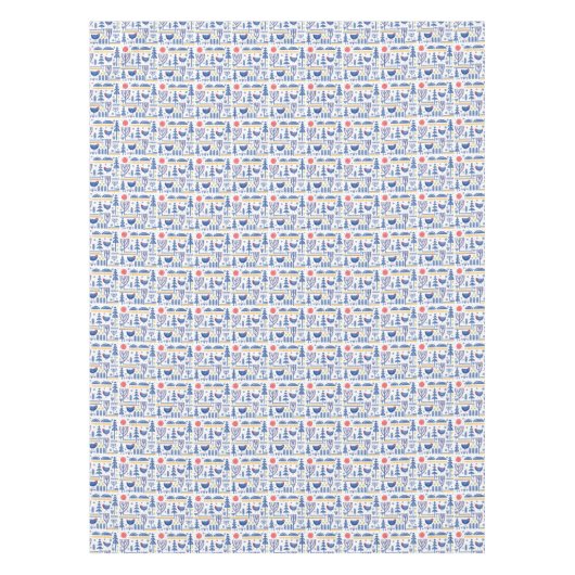 Folk Art Winter Bird Pattern Tafelkleed (Voorkant)