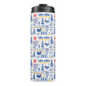 Folk Art Winter Bird Pattern Thermosbeker (Voorkant)