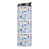 Folk Art Winter Bird Pattern Thermosbeker (Gedraaid links)