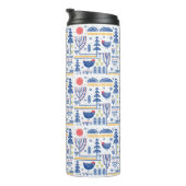 Folk Art Winter Bird Pattern Thermosbeker (Geroteerd rechts)