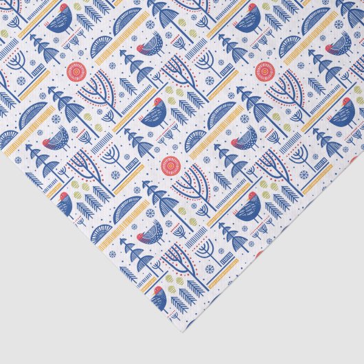 Folk Art Winter Bird Pattern Tissuepapier (Detail)