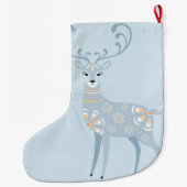 Folk Art Winter Deer Persoonlijk Grote Kerstsok (Achterkant)