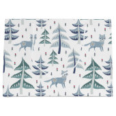 Folk Art Winter Fox en Trees Groot Cadeauzakje (Voorkant)