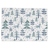 Folk Art Winter Fox en Trees Groot Cadeauzakje (Achterkant)