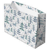 Folk Art Winter Fox en Trees Groot Cadeauzakje (Achterkant Gekanteld)