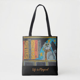 Folk Art Wizard Kat Magic Fun Scholar Tote Bag