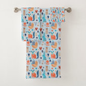 Folk Art Woodland Animal Pattern Bad Handdoek (Insitu)