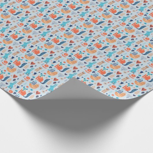 Folk Art Woodland Animal Pattern Cadeaupapier (Hoek)