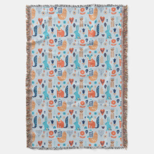 Folk Art Woodland Animal Pattern Deken