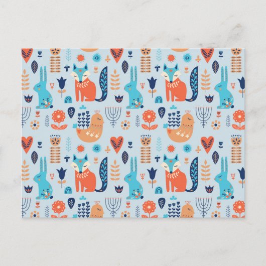 Folk Art Woodland Animal Pattern Feestdagenkaart (Voorkant)