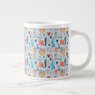 Folk Art Woodland Animal Pattern Grote Koffiekop