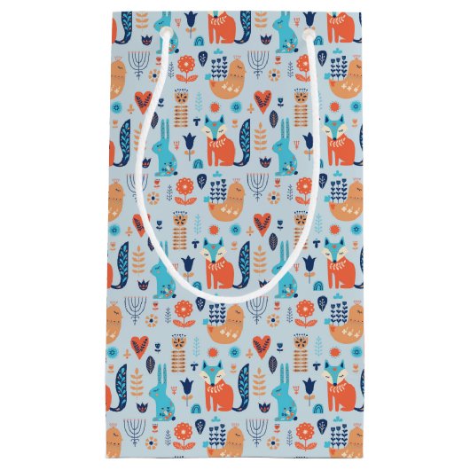 Folk Art Woodland Animal Pattern Klein Cadeauzakje (Voorkant)