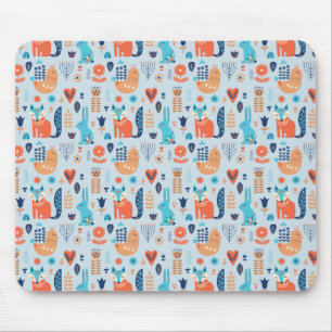 Folk Art Woodland Animal Pattern Muismat