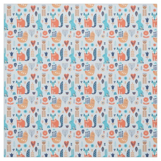 Folk Art Woodland Animal Pattern Stof (Swatch)