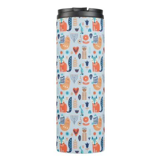 Folk Art Woodland Animal Pattern Thermosbeker (Achterkant)